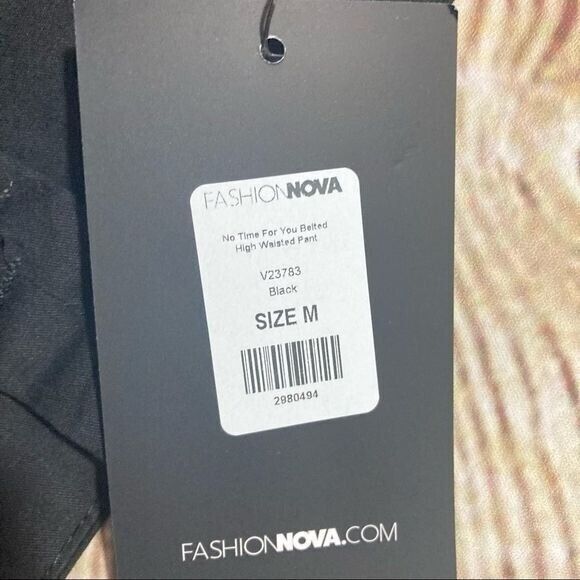 Fashion Nova Pants Womens‎ Medium Black No Time For You Belted High Waisted - Picture 6 of 6